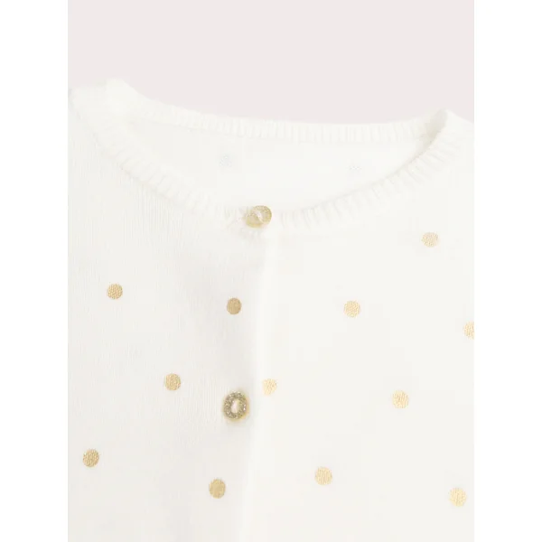 Cardigan écru imprimé à pois - Soins Bébé Naturels & Produits Maman Après Naissance