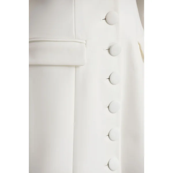 Carmen | Mini-robe blanche à décolleté cœur et coupe tailleur
