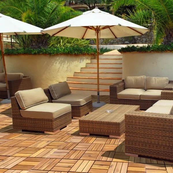Carreaux de Terrasse en Bois d'Acacia27 Pièces Dalle Bois Huilé 30 x 30 CM Couvrant Surface de 24300 cm² Revêtement Extérieur ou Intérieur