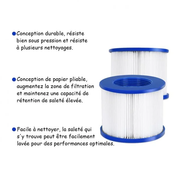 Cartouche de filtrante Filtre pour piscine et spa Accessoires de piscines Système de filtration, 10 x 10 x 7, 6 cm