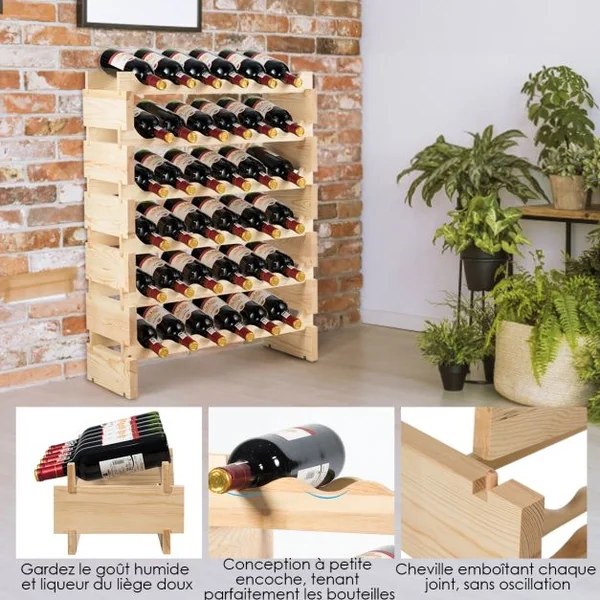 Casier à Vin de 36 Bouteilles Porte-vins et Etagère de Présentation à 6 Couches 63,2 x 28 x 85,5 cm