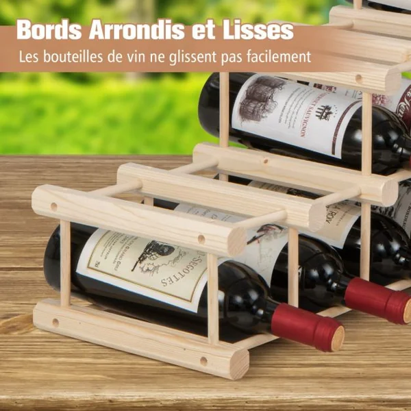 Casier à Vin en Bois avec Structure Stable en Bois Massif pour Cuisine Garde-manger Cave à Vin Bar