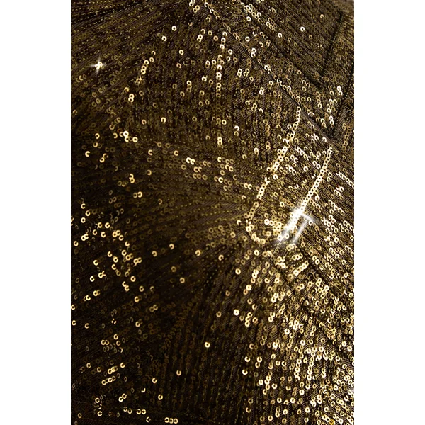Cecy | Robe Longue en Sequins Kaki à Col Montant avec Manches Courtes