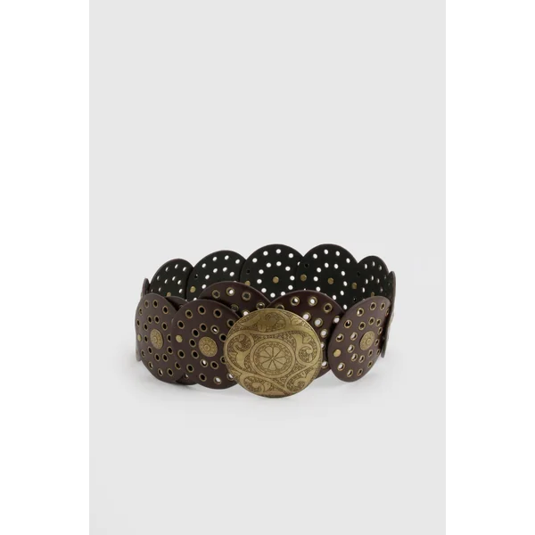 Ceinture à boucle disque cloutée