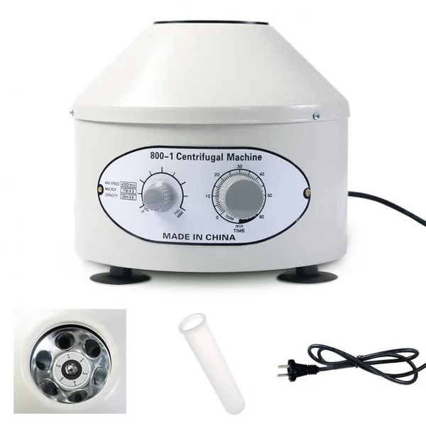 Centrifugeuse à Laboratoire Électrique 40w 230v avec Vitesse 0-4000 Tr/min Minuterie 0-60min Capacité 6x20ml Blanc