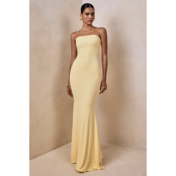 Ceremony | Robe longue jaune citron à encolure en bandeau