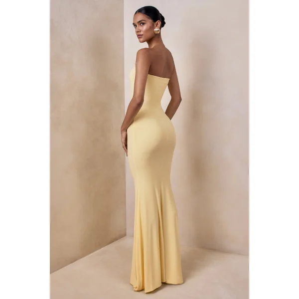 Ceremony | Robe longue jaune citron à encolure en bandeau