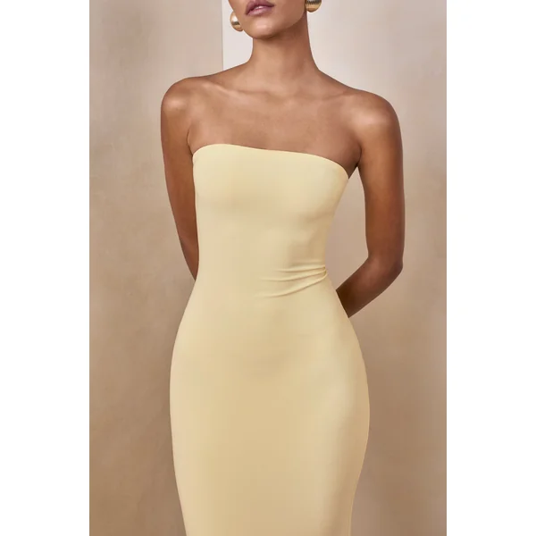 Ceremony | Robe longue jaune citron à encolure en bandeau