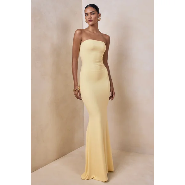 Ceremony | Robe longue jaune citron à encolure en bandeau