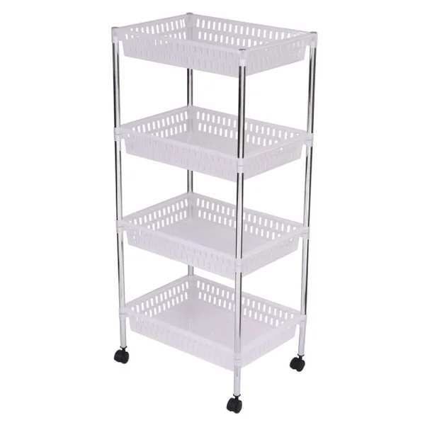 ChaChariot de Service Desserte à roulette Etagère de rangement avec 4 Paniers en PP, Cuisine et Salle de balle, 42x30x93cm