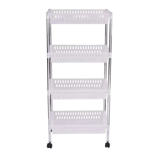 ChaChariot de Service Desserte à roulette Etagère de rangement avec 4 Paniers en PP, Cuisine et Salle de balle, 42x30x93cm
