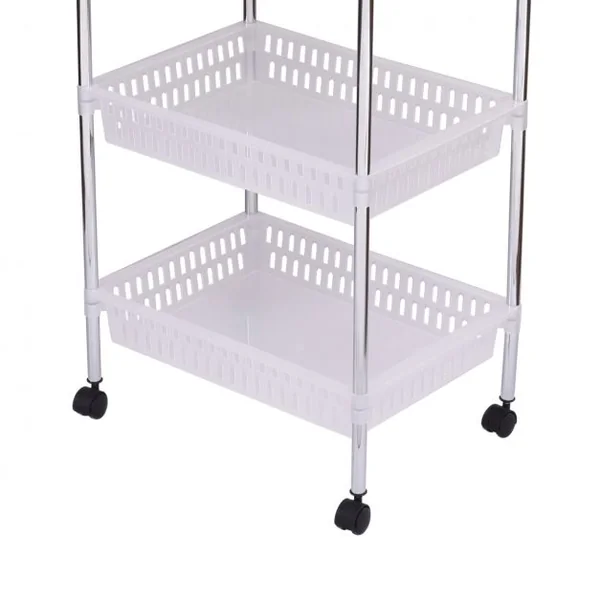 ChaChariot de Service Desserte à roulette Etagère de rangement avec 4 Paniers en PP, Cuisine et Salle de balle, 42x30x93cm