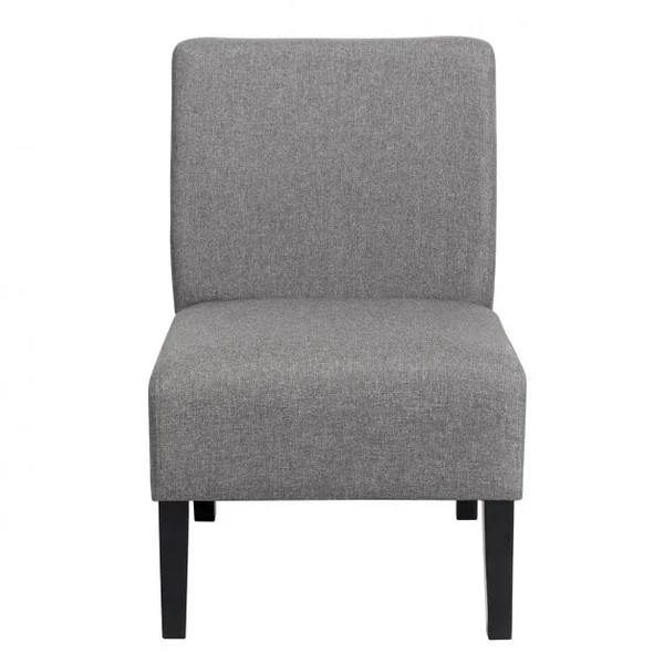 Chaise d’Appoint Rembourrée avec Dossier Pieds en bois d’Hévéa Tissu en lin respirant Gris