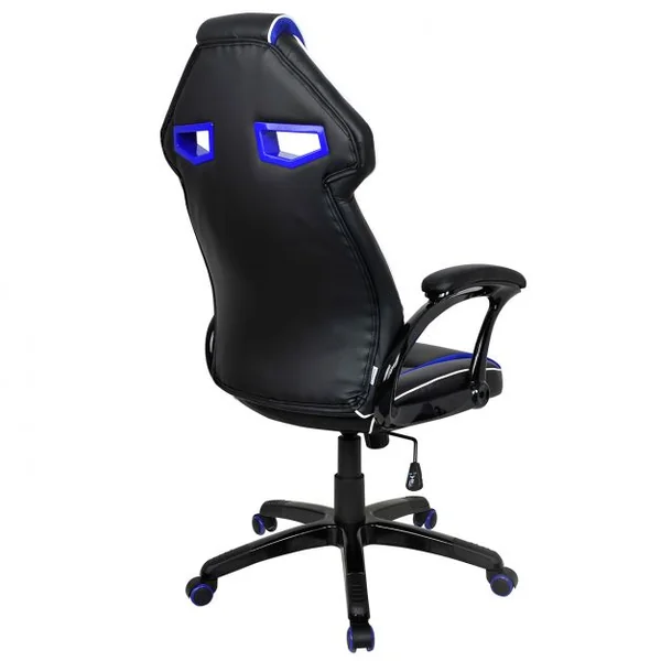 Chaise de bureau gaming Siège e-sport Chaise de bureau, baquet, pivotante, 120 kg max, 67x65x119-129 cm, Bleu