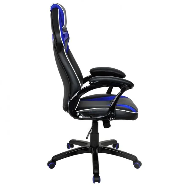 Chaise de bureau gaming Siège e-sport Chaise de bureau, baquet, pivotante, 120 kg max, 67x65x119-129 cm, Bleu