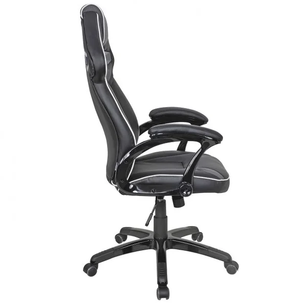 Chaise de bureau gaming Siège e-sport Chaise de bureau, baquet, pivotante, 120 kg max, 67x65x119-129 cm, Gris