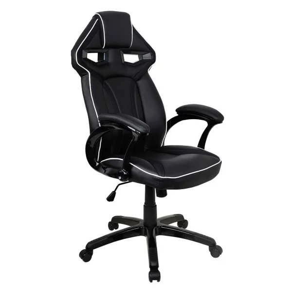 Chaise de bureau gaming Siège e-sport Chaise de bureau, baquet, pivotante, 120 kg max, 67x65x119-129 cm, Noir