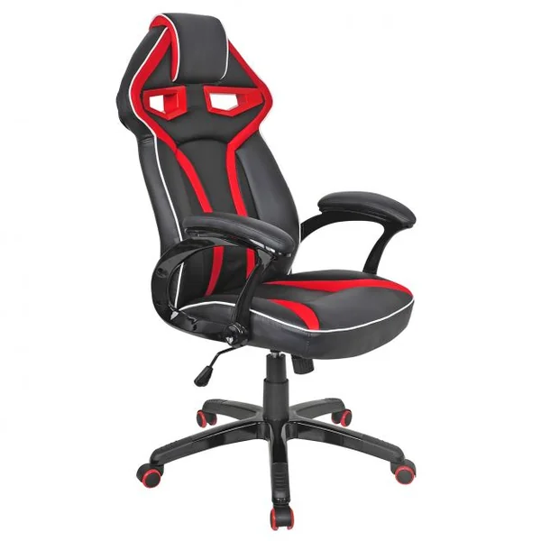 Chaise de bureau gaming Siège e-sport Chaise de bureau, baquet, pivotante, 120 kg max, 67x65x119-129 cm, Rouge