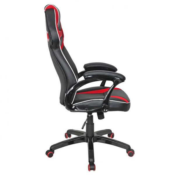 Chaise de bureau gaming Siège e-sport Chaise de bureau, baquet, pivotante, 120 kg max, 67x65x119-129 cm, Rouge