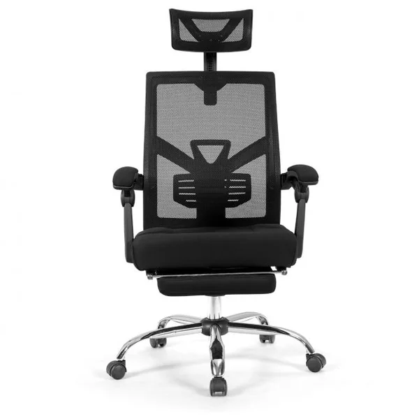 Chaise de Bureau Inclinable à Roulette en Maille avec Repose Pieds Dossier/Oreiller Réglable Charge 120KG