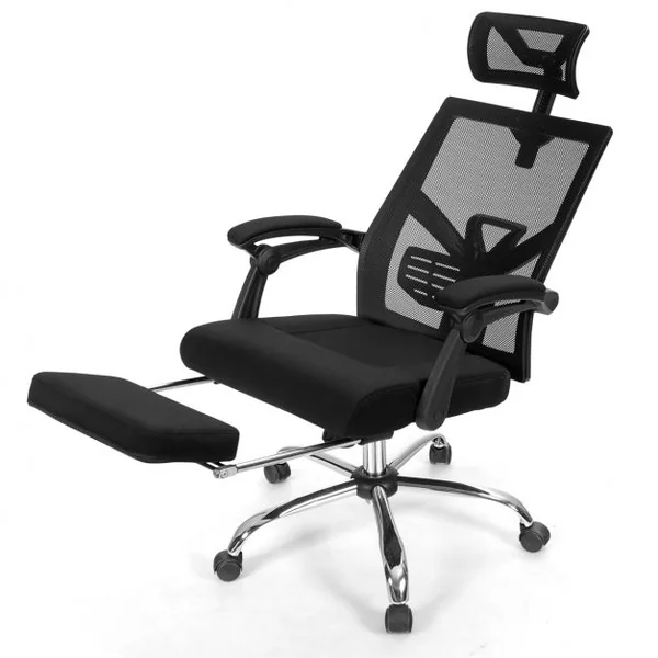 Chaise de Bureau Inclinable à Roulette en Maille avec Repose Pieds Dossier/Oreiller Réglable Charge 120KG