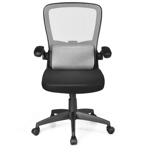 Chaise de Bureau à Roulettes Support Lombaire de Massage Rechargeable Par Usb Dossier Haut Accoudoirs Relevables Gris