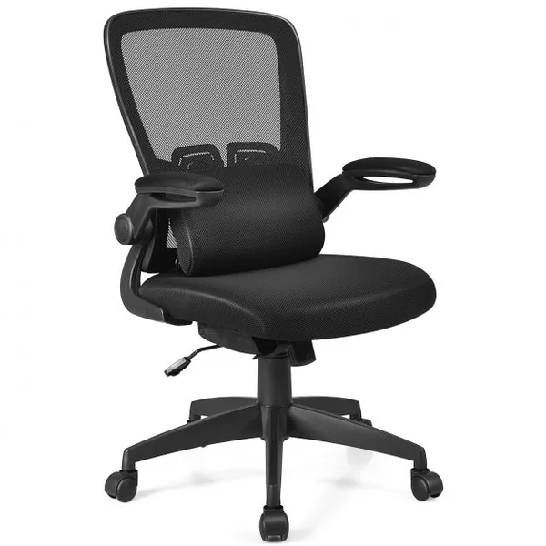 Chaise de Bureau à Roulettes Support Lombaire de Massage Rechargeable Par Usb Dossier Haut Accoudoirs Relevables Noir