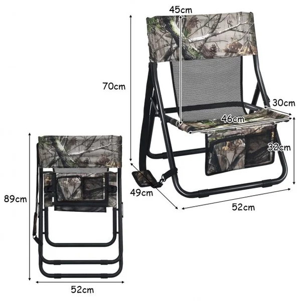 Chaise de Camping Pliable avec Poches Fait en Tissu Oxford et Fer Charge 102KG Chaise de Chasse
