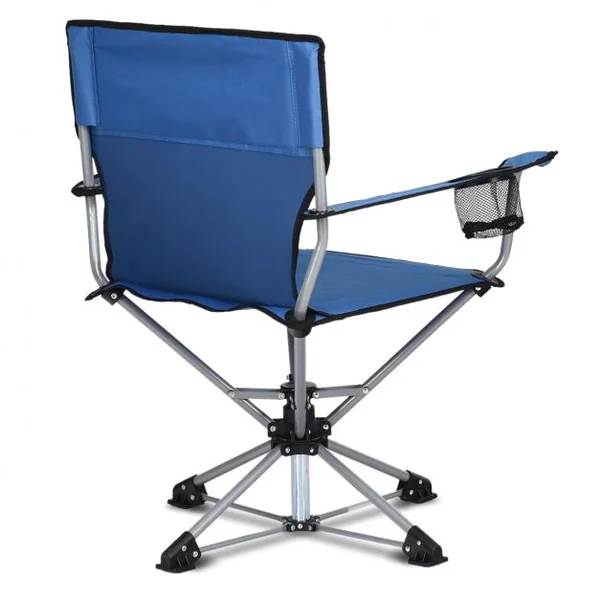 Chaise de Camping Pliante Pivotante Charge 136KG avec Accoudoirs Porte-gobelets Sac de Transport