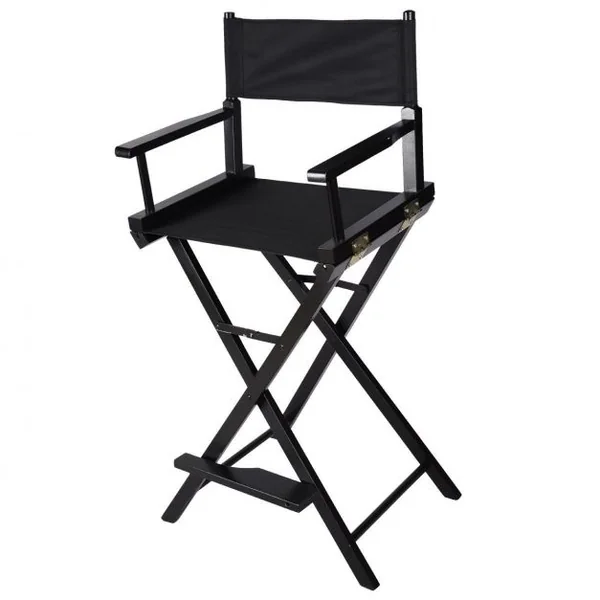 Chaise de directeur d’Artiste de Maquillage, Chaise haute en bois, Légère, Pliable, 46 x 56 x 118 cm, Noir