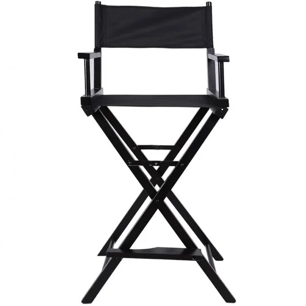Chaise de directeur d’Artiste de Maquillage, Chaise haute en bois, Légère, Pliable, 46 x 56 x 118 cm, Noir