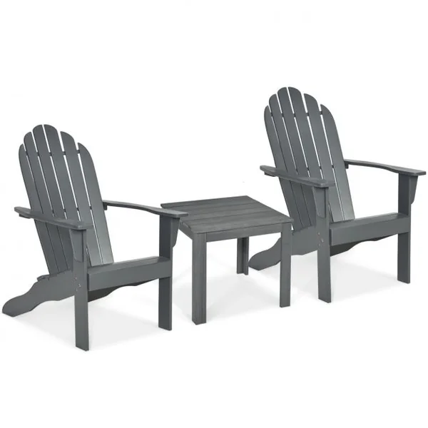 Chaise de Jardin Adirondack Résistante Dossier Incurvé Accoudoirs Capacité 170 kg en Bois d’Acacia 69x88x103cm Gris