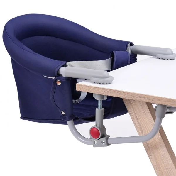 Chaise de Table Bébé +6 Mois Clip de Fixation Chaise Bébé à Accrocher Capacité 15kg en Tissu Fer 58,5x38x28,5cm Bleu