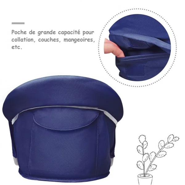 Chaise de Table Bébé +6 Mois Clip de Fixation Chaise Bébé à Accrocher Capacité 15kg en Tissu Fer 58,5x38x28,5cm Bleu