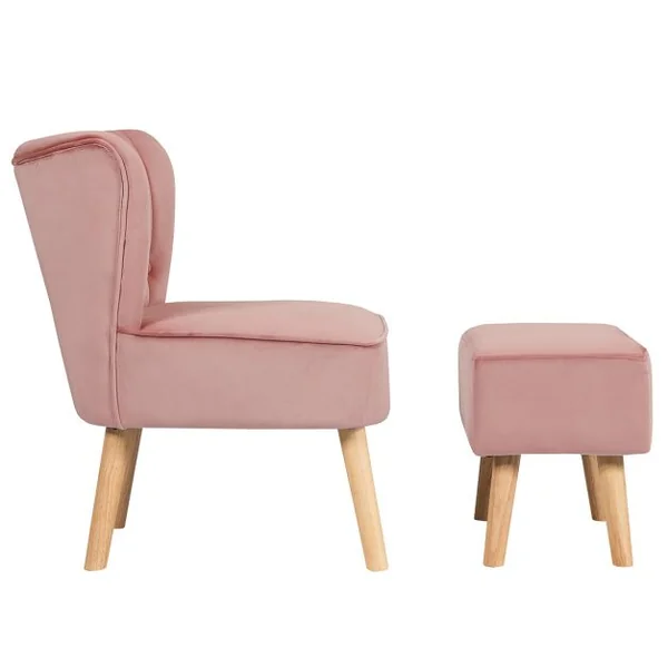 Chaise et Tabouret pour Salle à Mangé avec Surface en Velours Pieds en Bois Hévéa avec Coussin Rembourré Antidérapants Ergonomique Vert