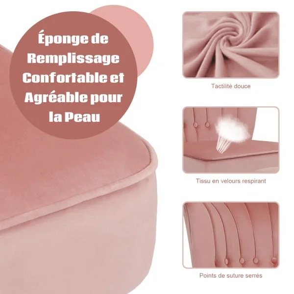 Chaise et Tabouret pour Salle à Mangé avec Surface en Velours Pieds en Bois Hévéa avec Coussin Rembourré Antidérapants Ergonomique Vert