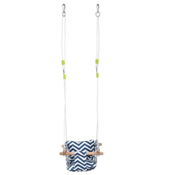 Chaise Hamac Suspendu en Toile pour Bébé 6-36 Mois avec 2 Coussins Charge 60KG Corde Réglable Bleu+Blanc