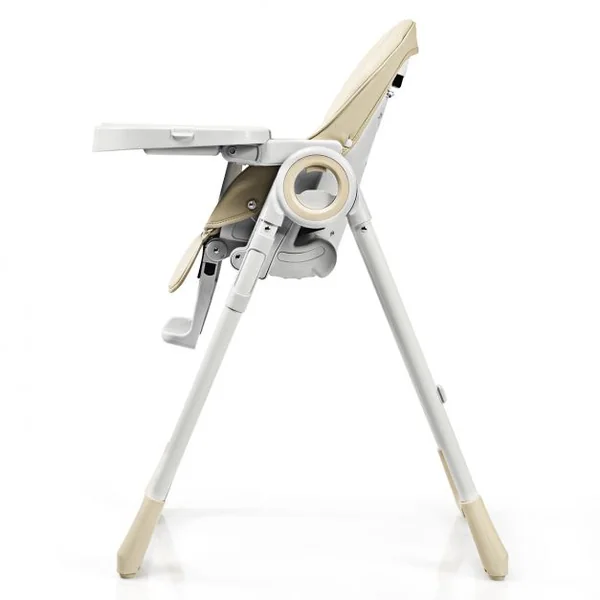 Chaise Haute 2 en 1 pour Bébé de 6-36 Mois Pliable Hauteur et Angle Réglables Capacité 20kg en Pp 56x72x100cm Beige