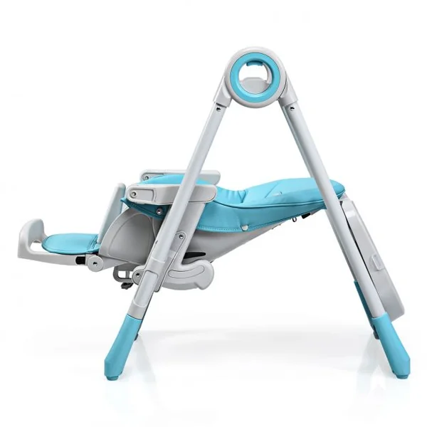 Chaise Haute 2 en 1 pour Bébé de 6-36 Mois Pliable Hauteur et Angle Réglables Capacité 20kg en PP 56x72x100cm Bleu