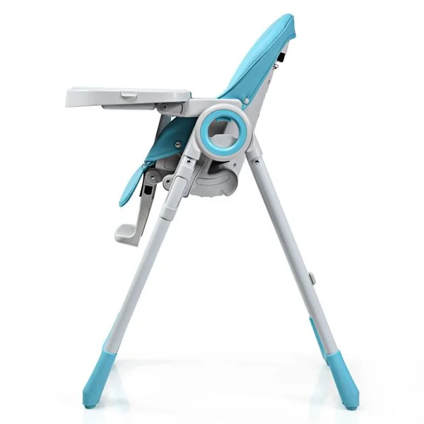 Chaise Haute 2 en 1 pour Bébé de 6-36 Mois Pliable Hauteur et Angle Réglables Capacité 20kg en PP 56x72x100cm Bleu