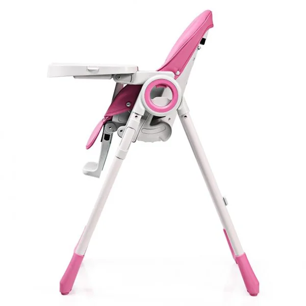 Chaise Haute 2 en 1 pour Bébé de 6-36 Mois Pliable Hauteur et Angle Réglables Capacité 20kg en PP 56x72x100cm Rose
