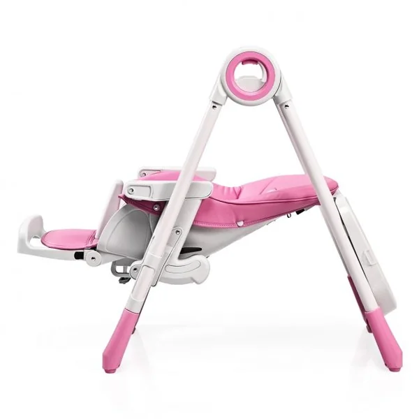 Chaise Haute 2 en 1 pour Bébé de 6-36 Mois Pliable Hauteur et Angle Réglables Capacité 20kg en PP 56x72x100cm Rose