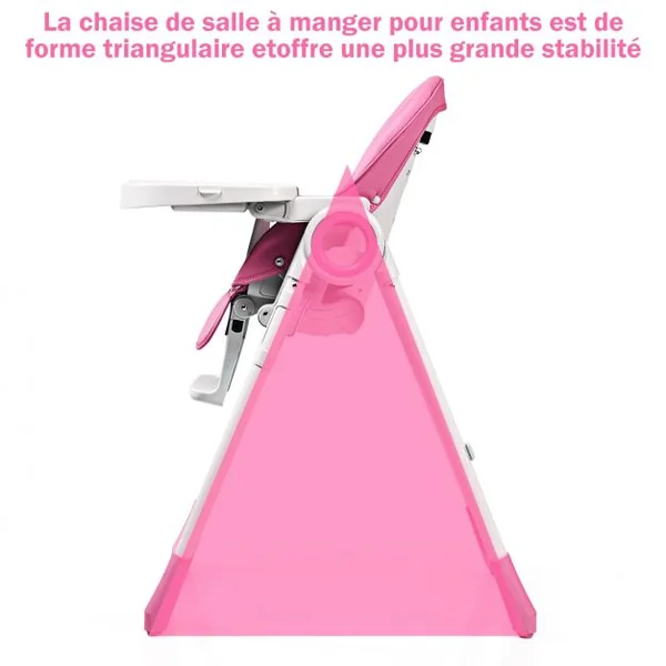Chaise Haute 2 en 1 pour Bébé de 6-36 Mois Pliable Hauteur et Angle Réglables Capacité 20kg en PP 56x72x100cm Rose