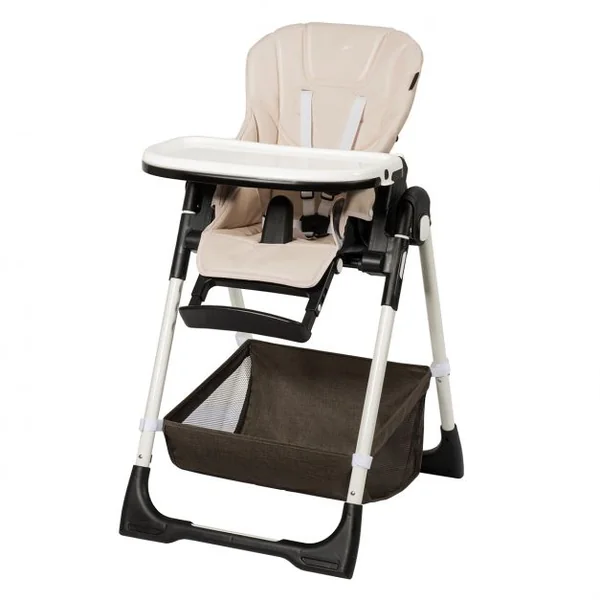 Chaise Haute Bébé Pliable pour 0-5Ans Charge 15KG 6 Réglages en Hauteur Marron