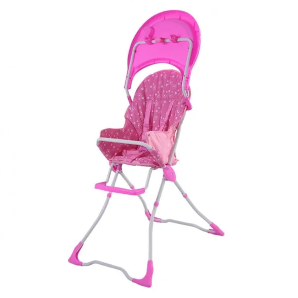 Chaise Haute en Métal pour Bébé Tablette en Plastique Légère Pliable & Compacte Harnais de Sécurité, 74x47x99cm, Rose