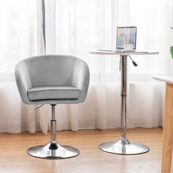 Chaise Pivotante en Velours Fauteuil de Bureau réglable en Hauteur Base Galvanisée Charge 125kg Rose/Gris/Vert