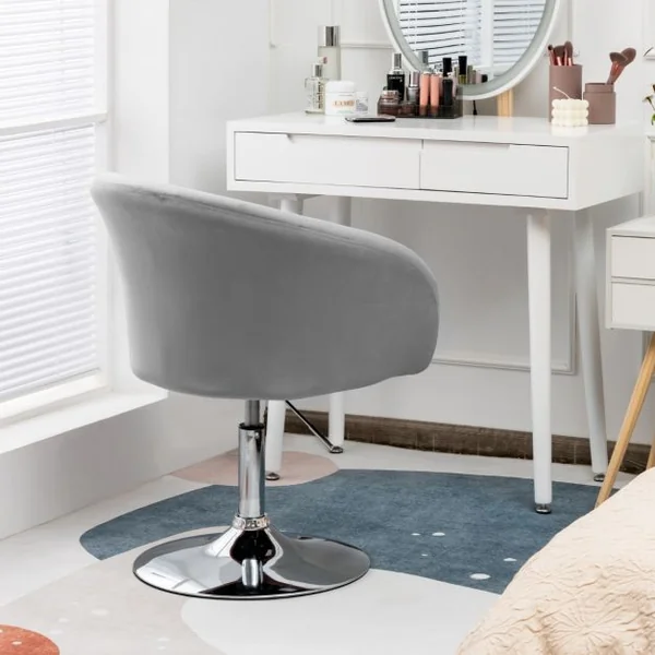 Chaise Pivotante en Velours Fauteuil de Bureau réglable en Hauteur Base Galvanisée Charge 125kg Rose/Gris/Vert