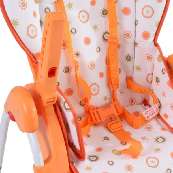 Chaise pour bébé Chaise haute bébé Chaise bébé hauteur réglable en PP 2 Plateaux inclinables, 54x81x107 cm, Orange