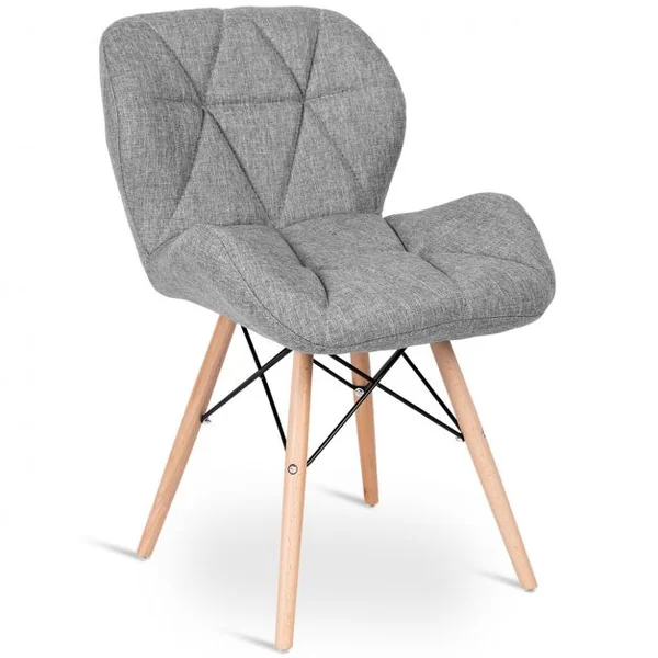 Chaise Salle à Manger Chaises de Cuisine Rembourrée Surface en Tissu Souple Pieds en Bois Gris clair