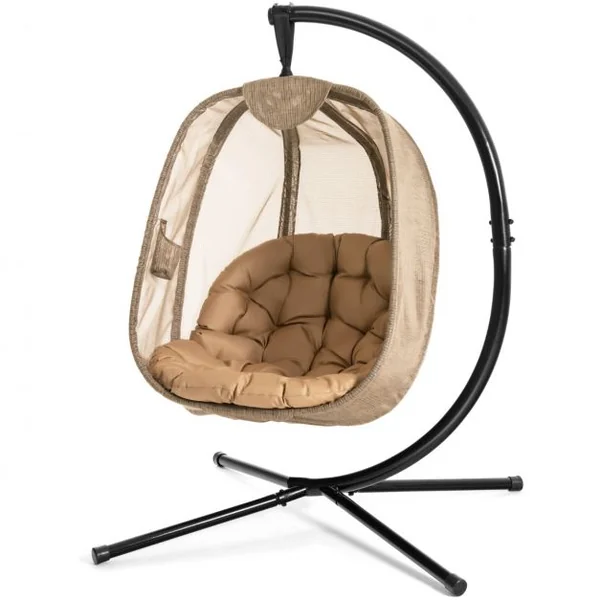 Chaise Suspendue avec Support avec Grand Coussin Confortable Support en Acier Base en X Stable Charge max : 110 kg